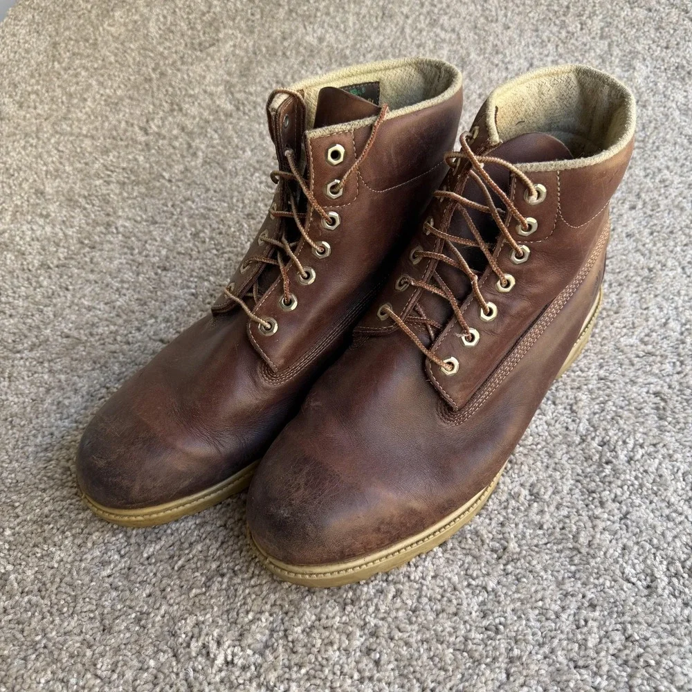 Timberland Combat Boots Mens Size 13 Brown Leather Lace Up Ankle Work Casual